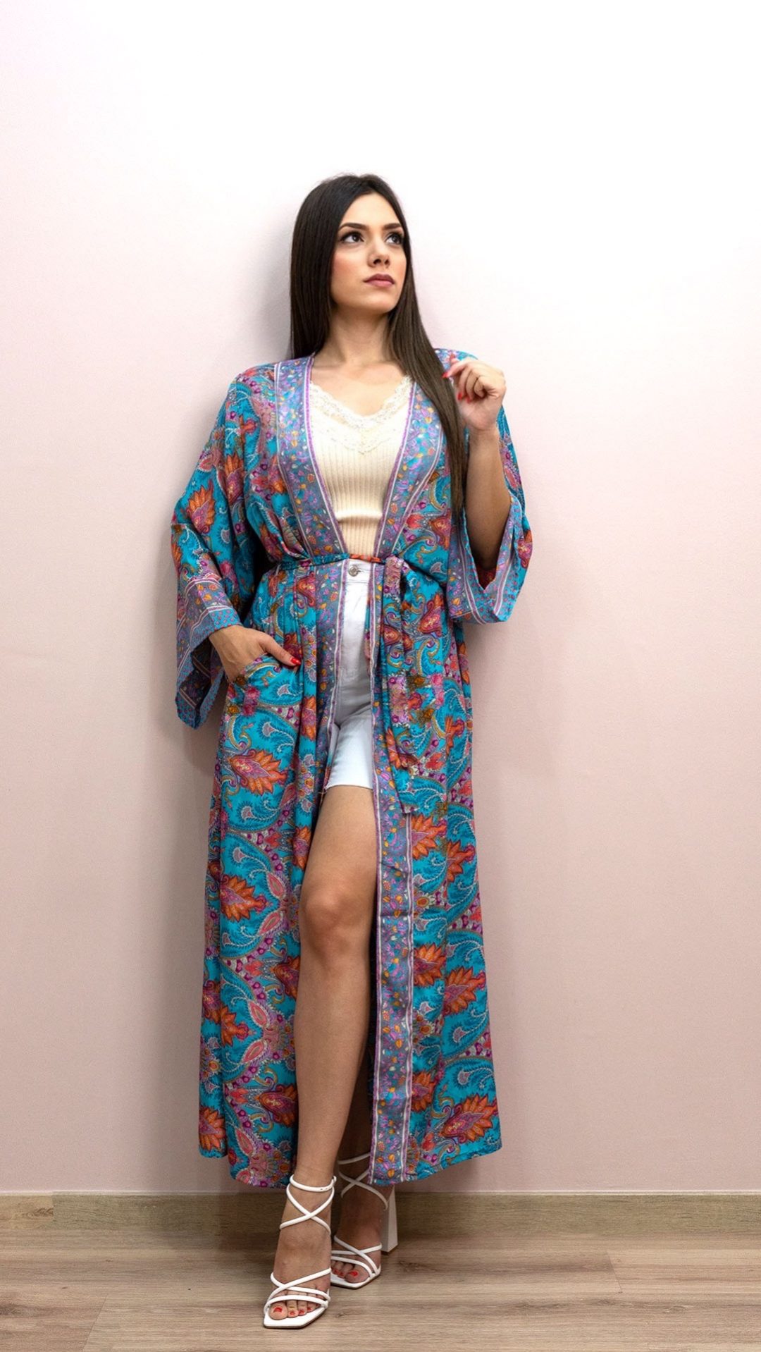 Turquoise summer breeze kimono