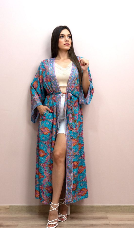 Turquoise summer breeze kimono